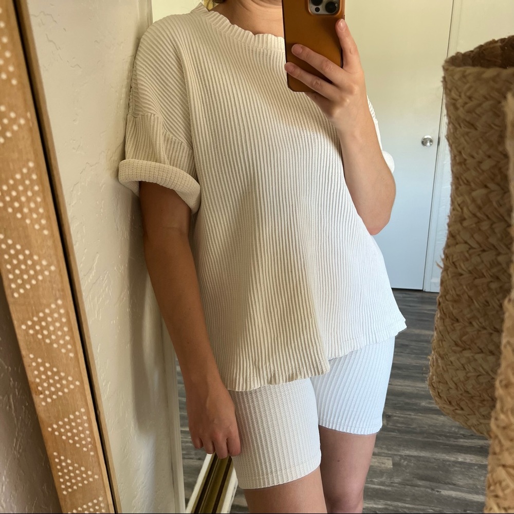 Zulu and Zephyr Classic Ribbed Shorts and T-Shirt - Bone
